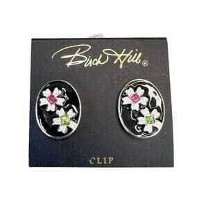 Y2K Birch Hill Floral Girlie Clip On Oval Earrings